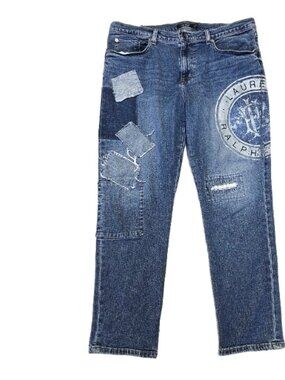 Ralph Lauren Women’s 14 Patchwork Distressed Jeans Made in Mexico